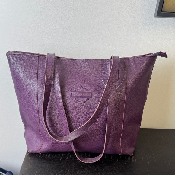 Harley-Davidson Handbags - Harley-Davidson Rich Purple Leather Tote